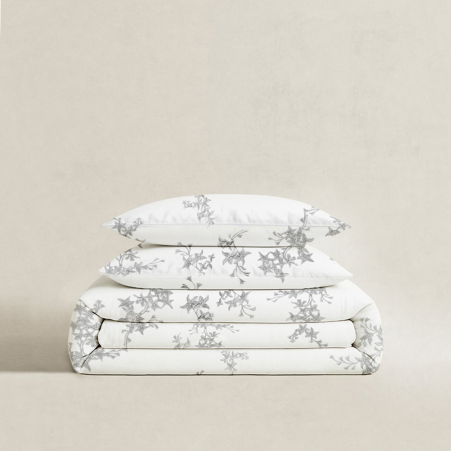 Bloom Quilt Set - Grey Embroidery