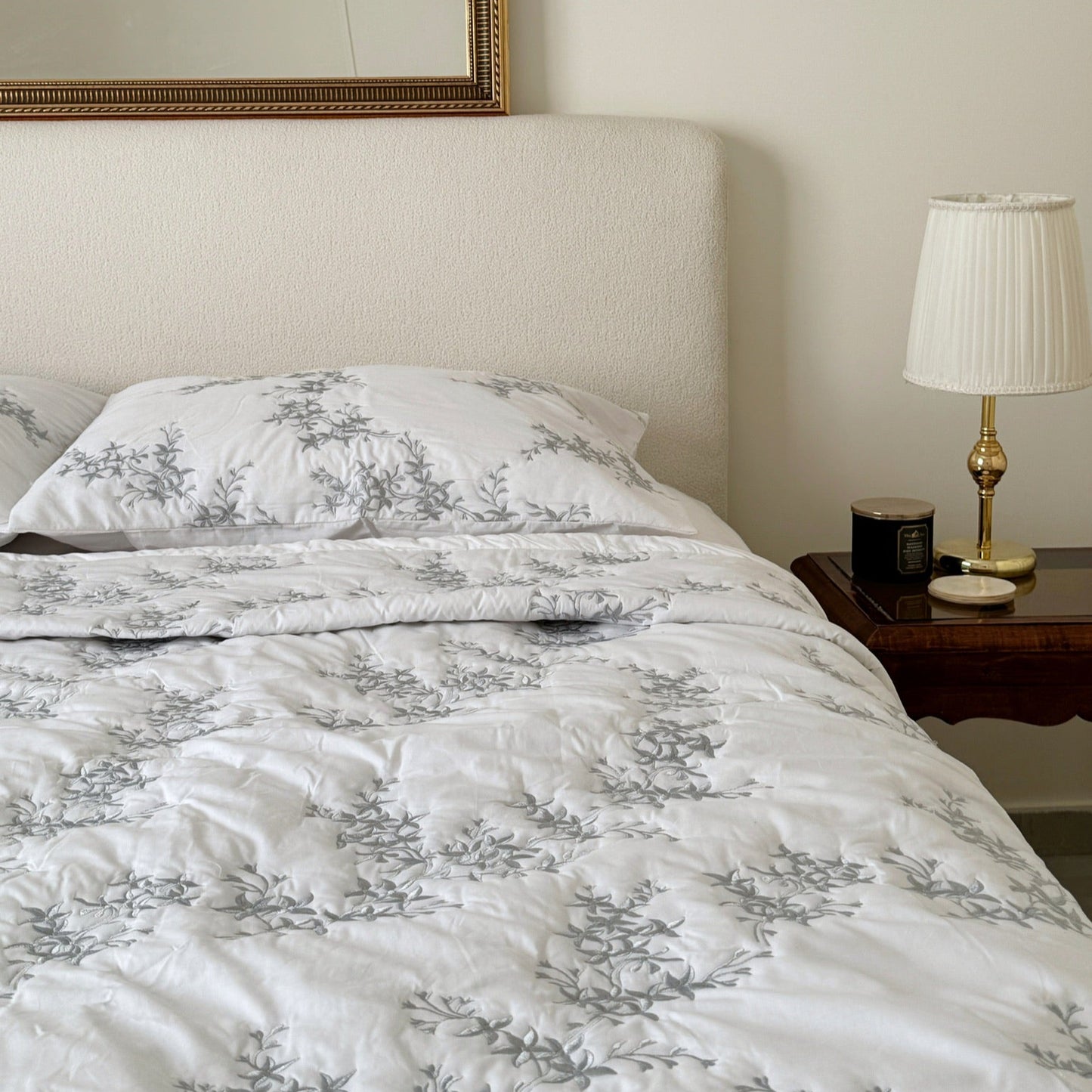 Bloom Quilt Set - Grey Embroidery