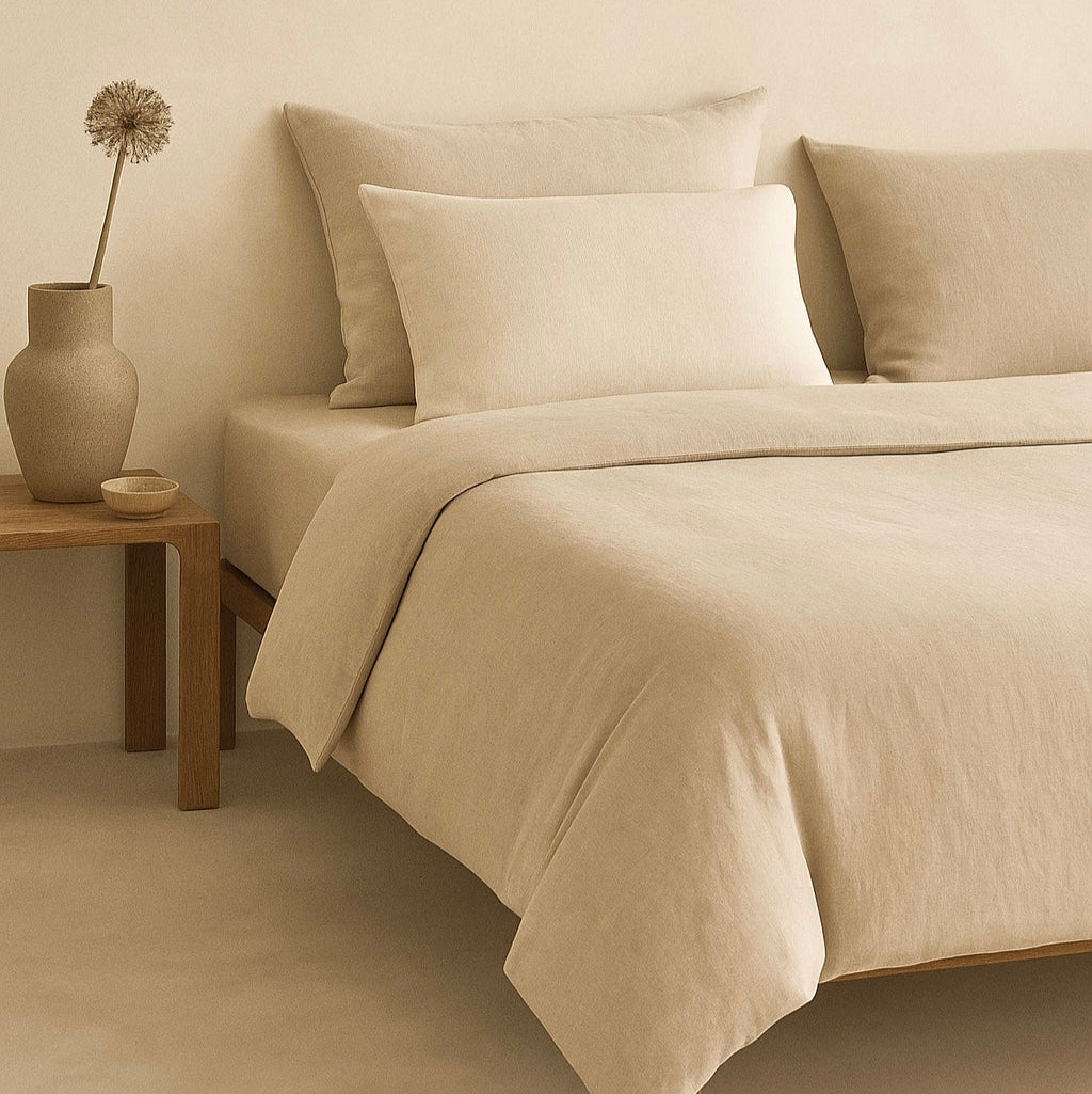Beige Fitted Sheet Set