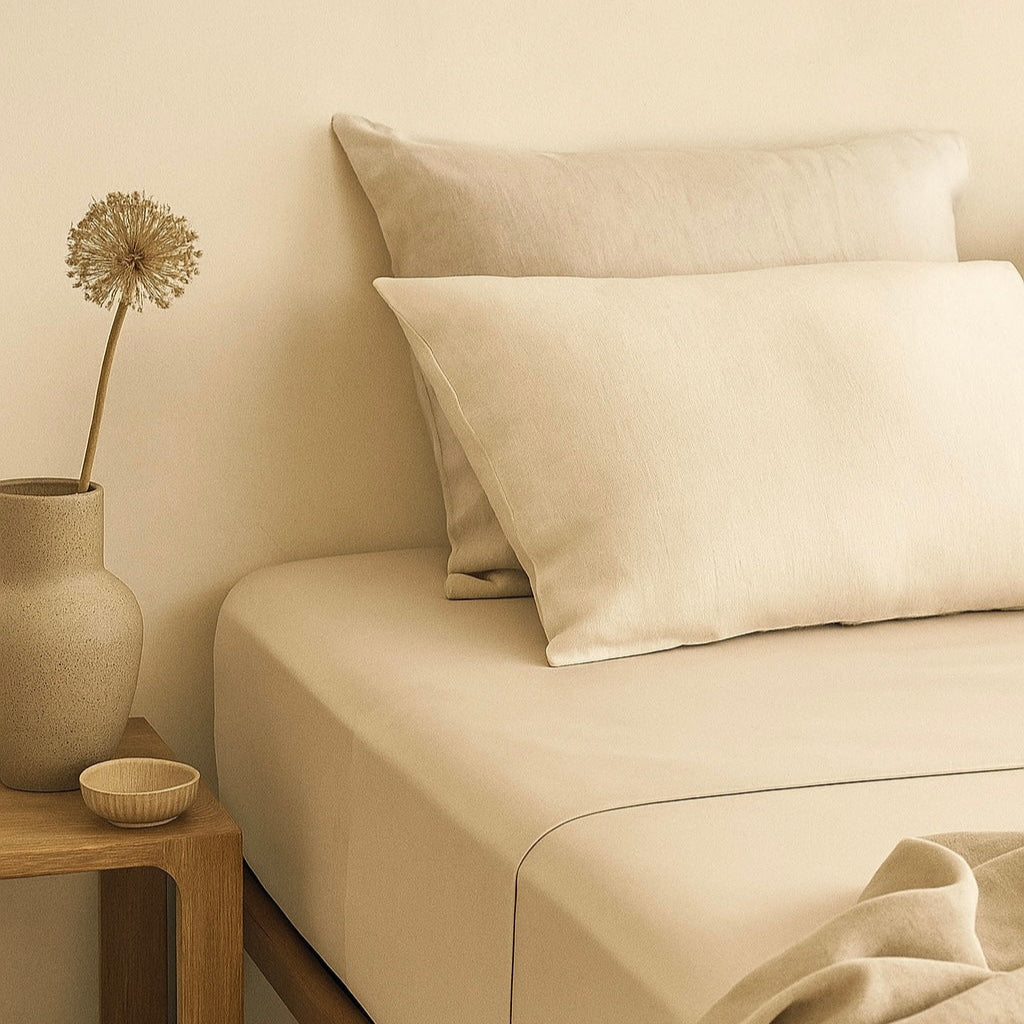Beige Fitted Sheet Set