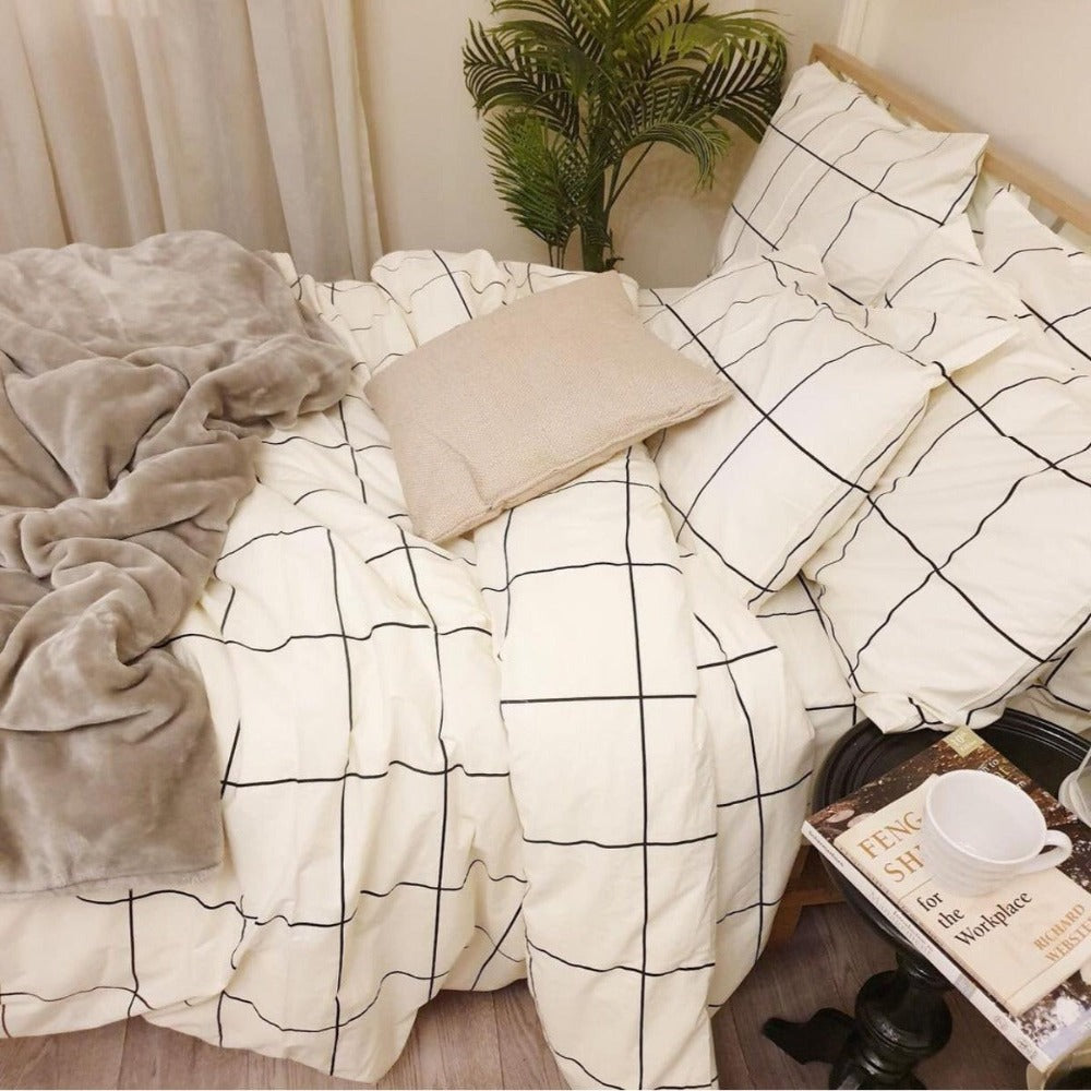 Windowpane Fitted Sheet Set