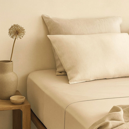 Beige Fitted Sheet Set