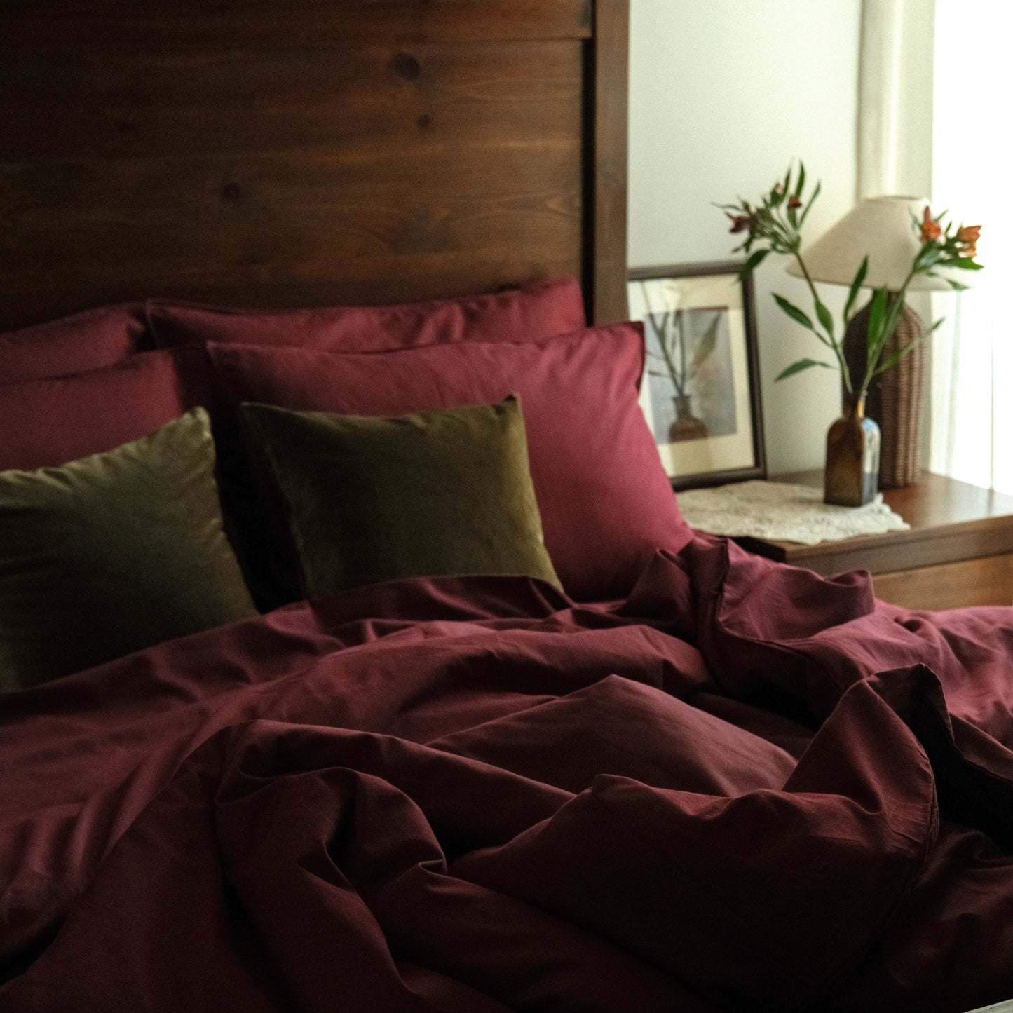 Burgundy Fitted Sheet Set