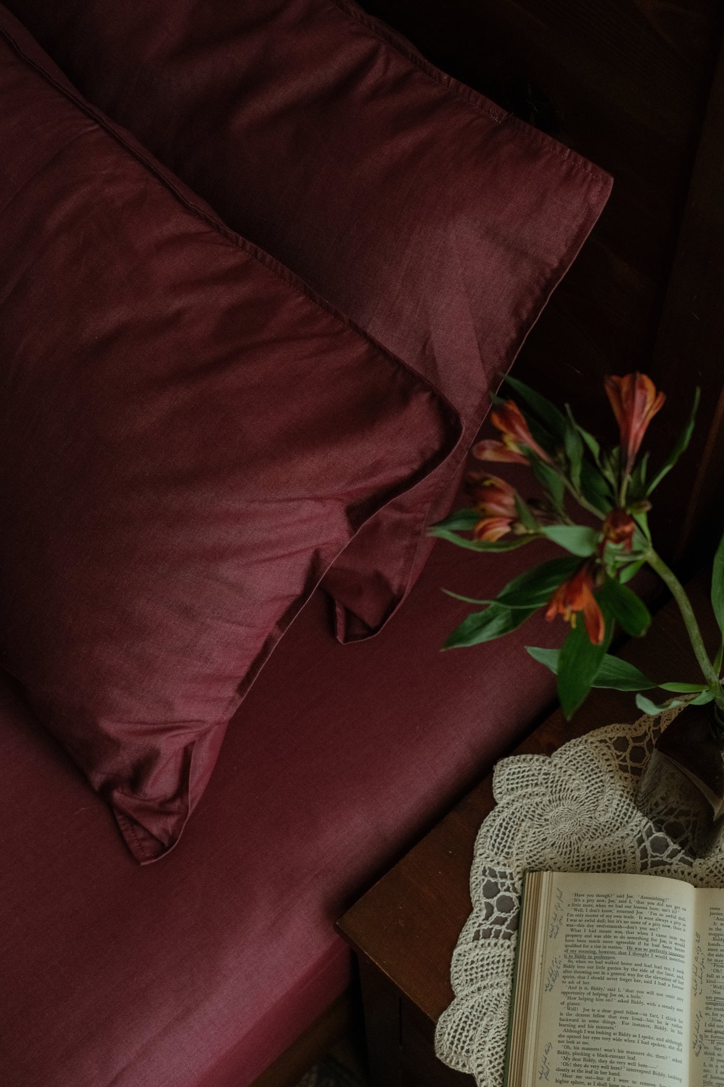 Burgundy Fitted Sheet Set